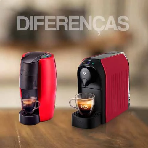 Imagem contêm a cafeteira Lov e a Passione. Na parte superior está escrito "DIFERENÇAS". 