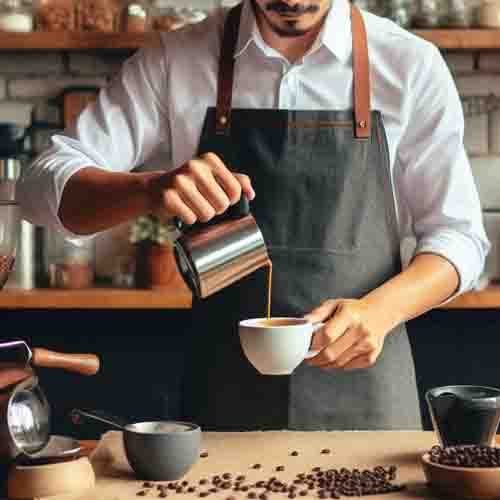 1. Preparando o café e iniciando o processo de cappuccino caseiro: 