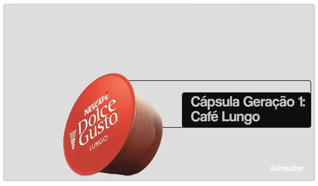 Cápsulas Geração 1, 2, Neo e Reutilizáveis: Entenda a diferença de cada Dolce Gusto 6 Imagem com a cápsula de geração 1 da Dolce Gusto no sabor Lungo.