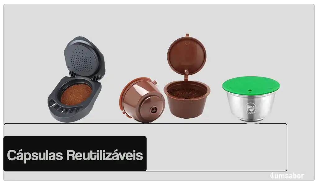Cápsulas Geração 1, 2, Neo e Reutilizáveis: Entenda a diferença de cada Dolce Gusto 9 Da esquerda para a direita: cápsula reutilizável em substituição ao adaptador, em material plástico e em material metálico.