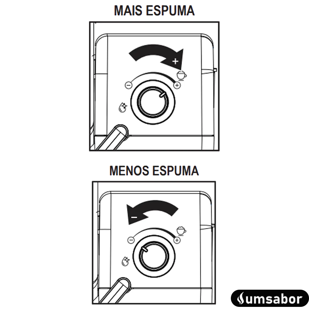 Manual Oster Primalatte Touch em Português 17 ajustar a quantidade de espuma de leite