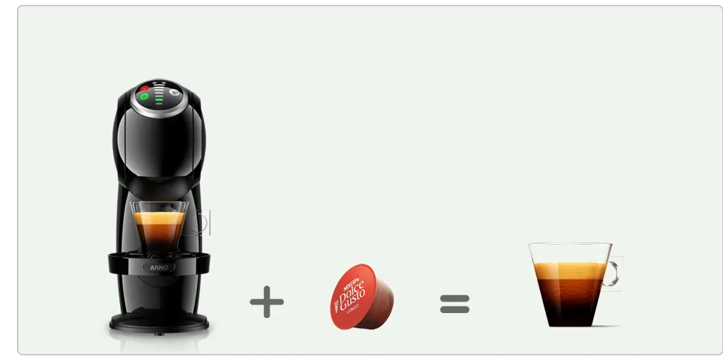 Um Sabor | Seu Guia Especializado em Cafeteiras: Cápsula, Expresso e Elétricas 6 A Dolce Gusto Genio S Plus + uma cápsula de Lungo = xícara de café cheia