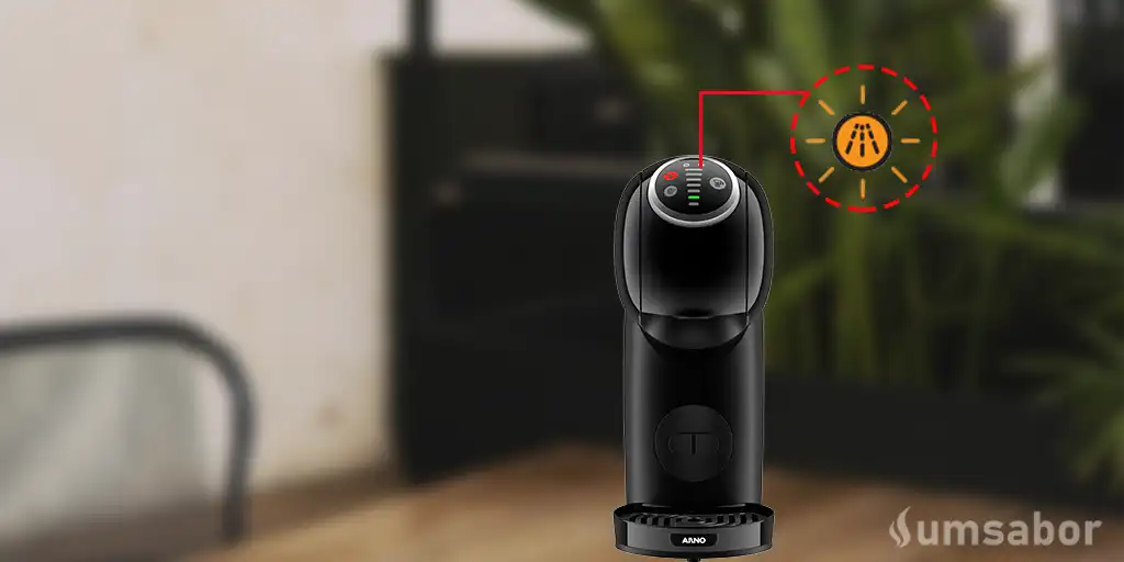 aviso de como aparece a luz laranja ou amarela na dolce gusto